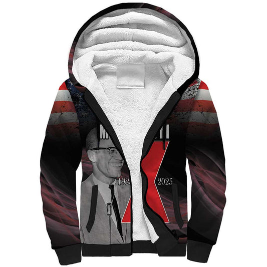 African American El Hajj Malik El Shabazz 100 Years of Malcolm X Sherpa Hoodie