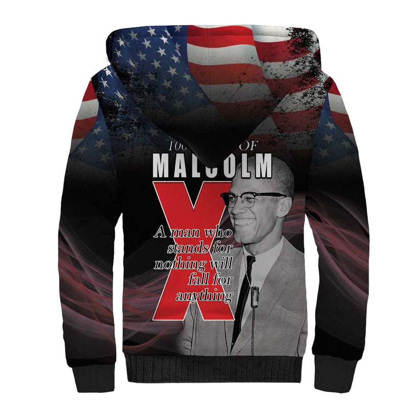 African American El Hajj Malik El Shabazz 100 Years of Malcolm X Sherpa Hoodie