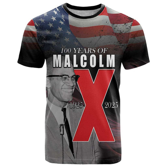 African American El Hajj Malik El Shabazz 100 Years of Malcolm X T Shirt