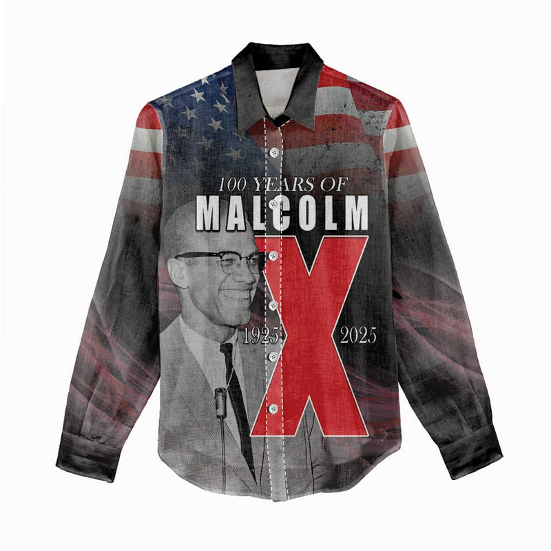 African American El Hajj Malik El Shabazz 100 Years of Malcolm X Women Casual Shirt