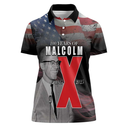 African American El Hajj Malik El Shabazz 100 Years of Malcolm X Women Polo Shirt