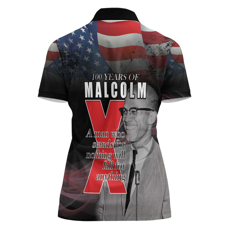 African American El Hajj Malik El Shabazz 100 Years of Malcolm X Women Polo Shirt