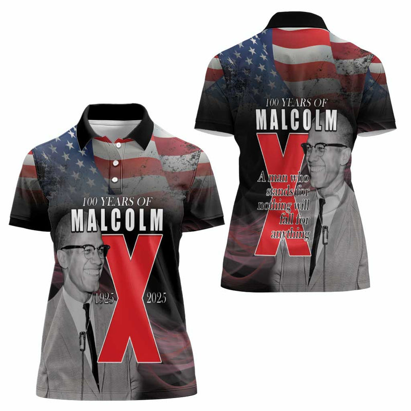 African American El Hajj Malik El Shabazz 100 Years of Malcolm X Women Polo Shirt