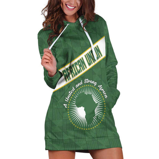 African Union Day Emblem With Kente Pattern Hoodie Dress