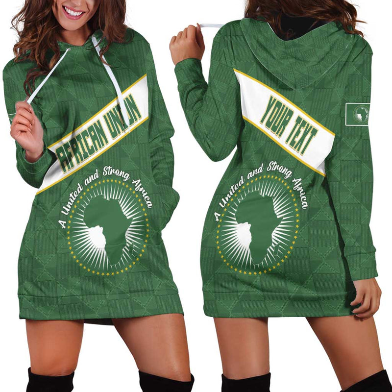 African Union Day Emblem With Kente Pattern Hoodie Dress