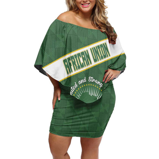 African Union Day Emblem With Kente Pattern Off Shoulder Short Dress