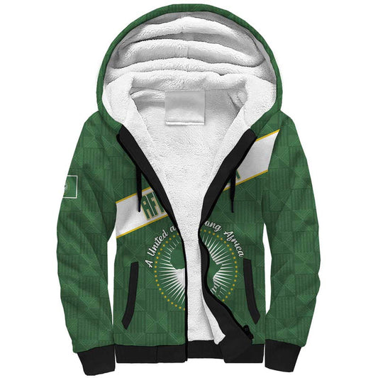 African Union Day Sherpa Hoodie Emblem With Kente Pattern