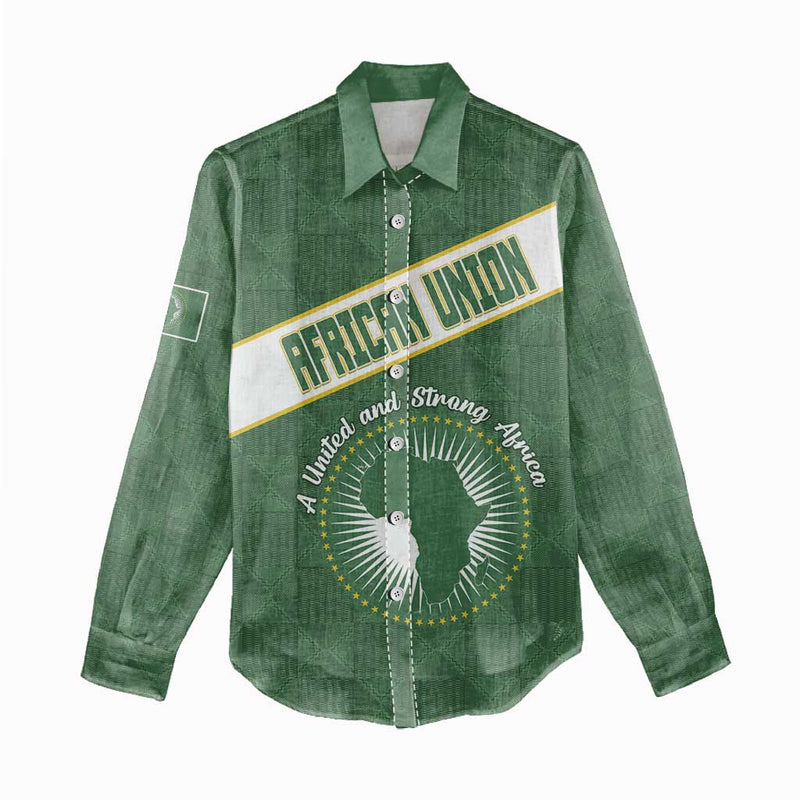 African Union Day Women Casual Shirt Emblem With Kente Pattern