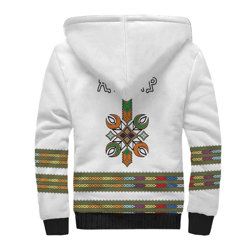 Ethiopian Traditional Habesha Costume Cross With Tilet Pattern Sherpa Hoodie