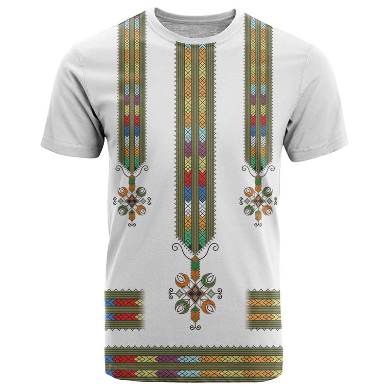 Ethiopian Traditional Habesha Costume Cross With Tilet Pattern T Shirt