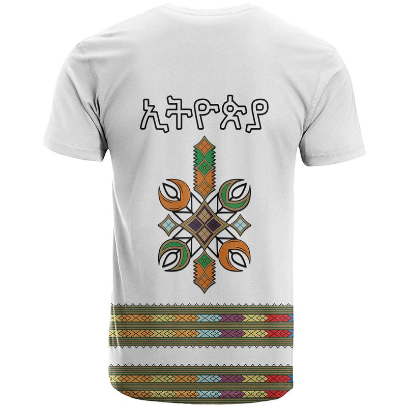 Ethiopian Traditional Habesha Costume Cross With Tilet Pattern T Shirt