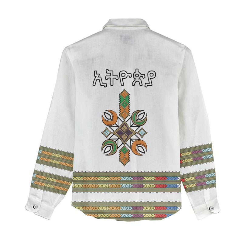 Ethiopian Traditional Habesha Costume Cross With Tilet Pattern Women Casual Shirt