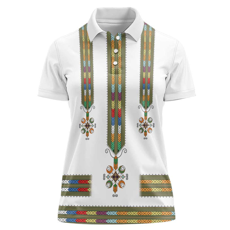 Ethiopian Traditional Habesha Costume Cross With Tilet Pattern Women Polo Shirt