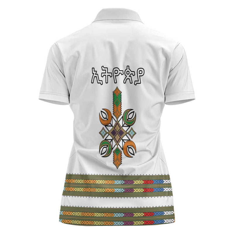 Ethiopian Traditional Habesha Costume Cross With Tilet Pattern Women Polo Shirt