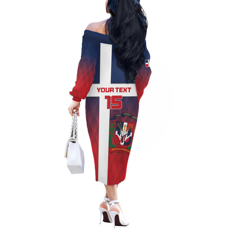 Custom Dominican Republic Football Come On Los Quisqueyanos Off The Shoulder Long Sleeve Dress