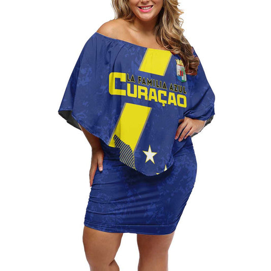 Custom Curacao Football Go La Familia Azul Off Shoulder Short Dress