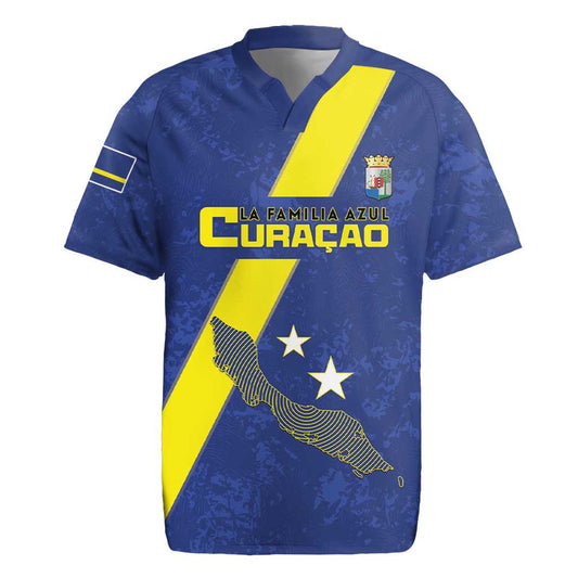 Custom Curacao Football Go La Familia Azul Rugby Jersey