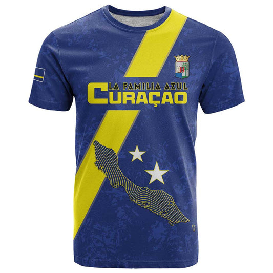 Custom Curacao Football Go La Familia Azul T Shirt