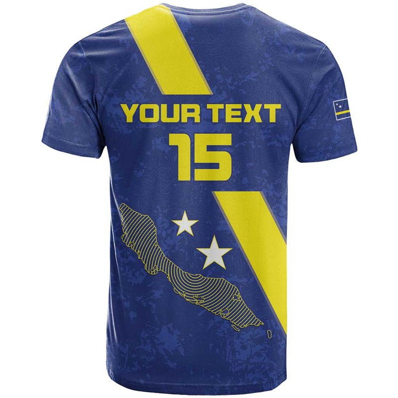Custom Curacao Football Go La Familia Azul T Shirt