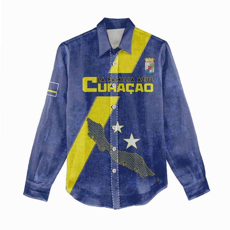 Custom Curacao Football Go La Familia Azul Women Casual Shirt