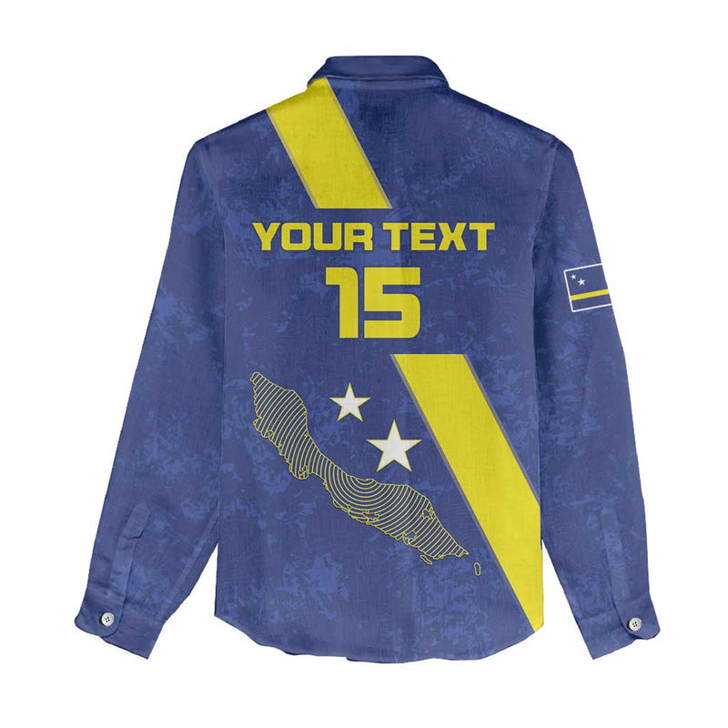 Custom Curacao Football Go La Familia Azul Women Casual Shirt