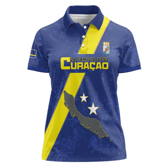 Custom Curacao Football Go La Familia Azul Women Polo Shirt