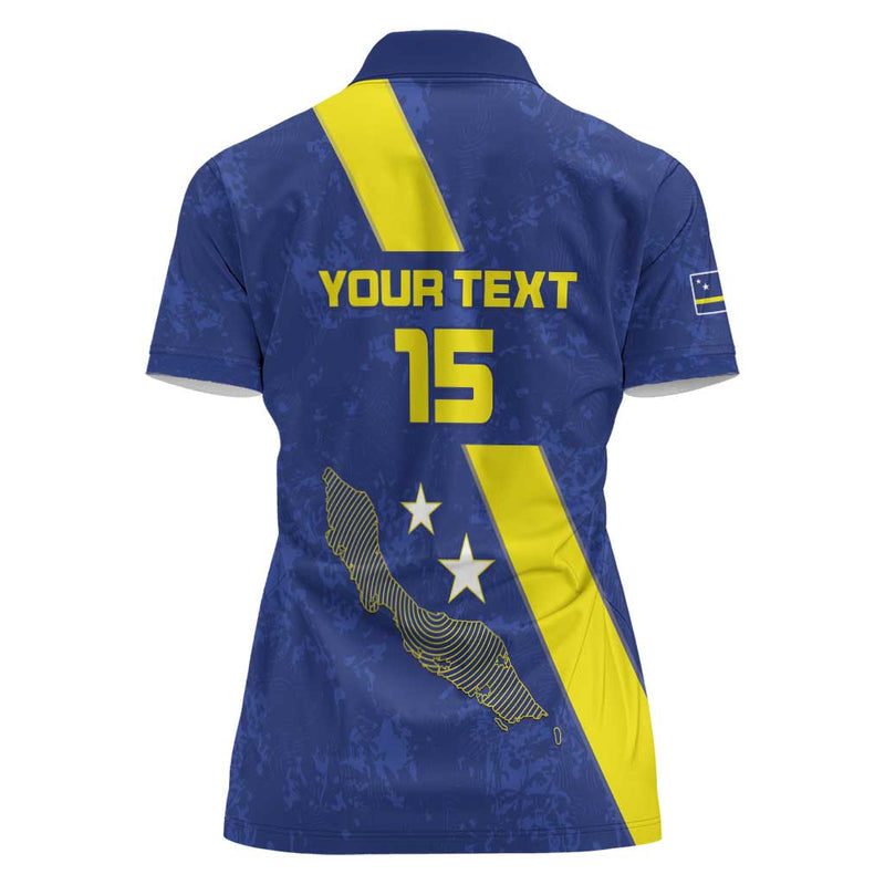 Custom Curacao Football Go La Familia Azul Women Polo Shirt