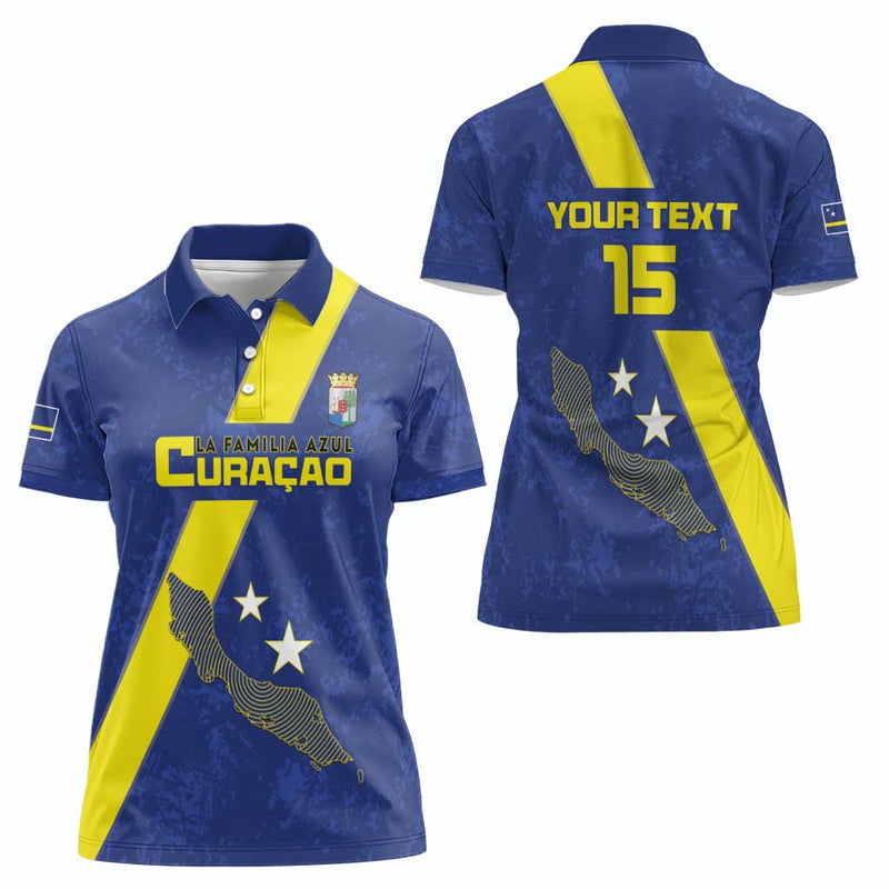 Custom Curacao Football Go La Familia Azul Women Polo Shirt