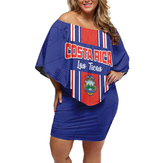 Custom Costa Rica Football Vamos Ticos! Off Shoulder Short Dress