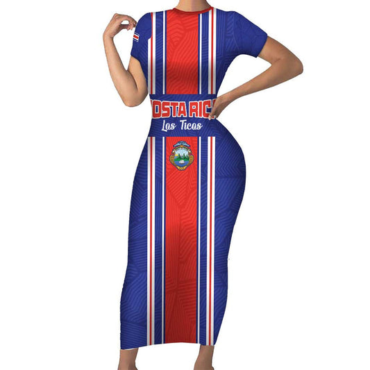 Custom Costa Rica Football Vamos Ticos! Short Sleeve Bodycon Dress