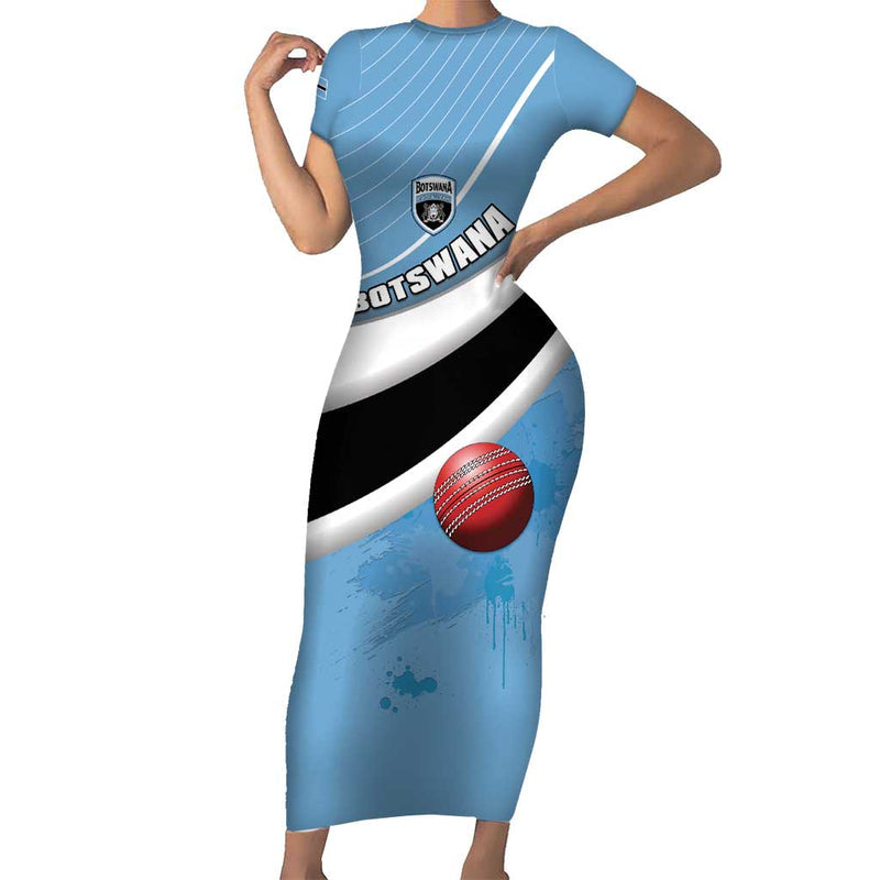 Custom Botswana Cricket Go Baggy Blues Short Sleeve Bodycon Dress