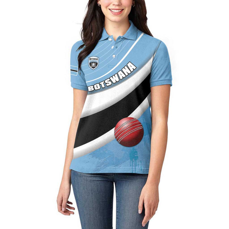 Custom Botswana Cricket Go Baggy Blues Women Polo Shirt