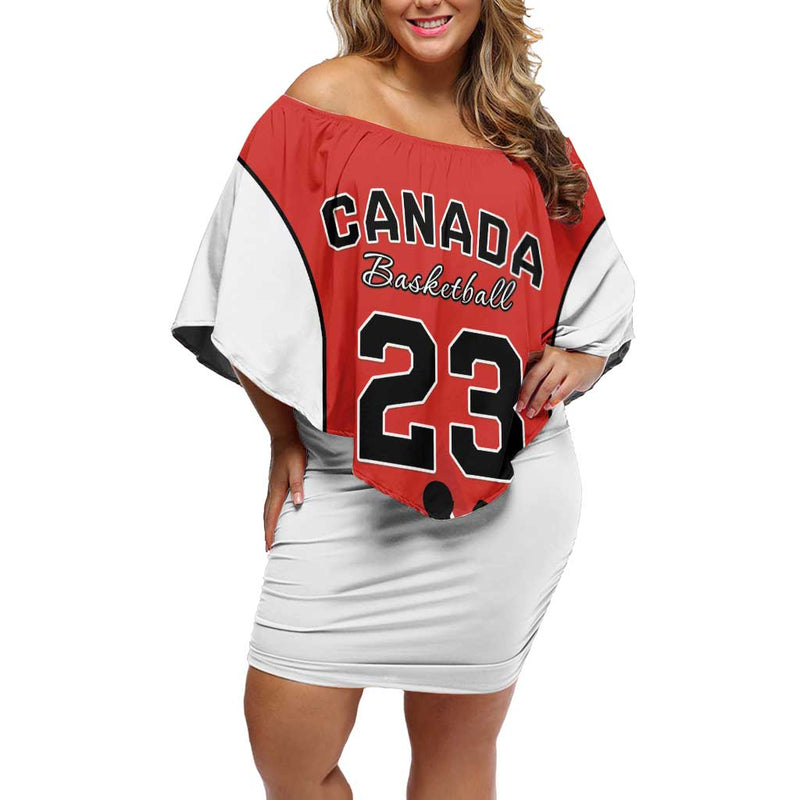Custom Canada Basketball Go Champions Team Canada Off Shoulder Short Dress