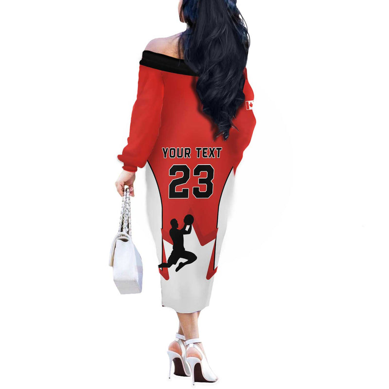 Custom Canada Basketball Go Champions Team Canada Off The Shoulder Long Sleeve Dress