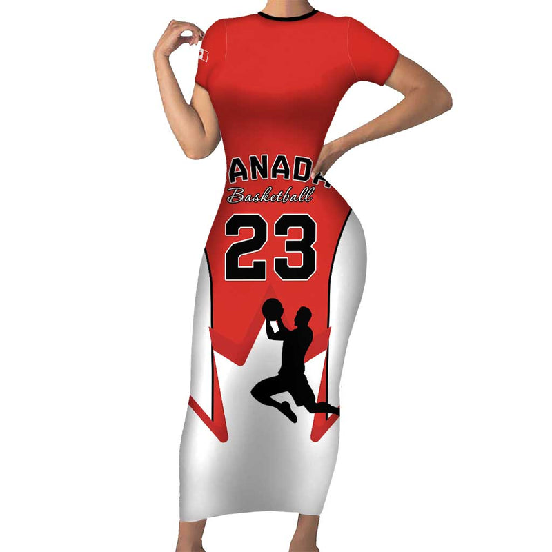Custom Canada Basketball Go Champions Team Canada Short Sleeve Bodycon Dress