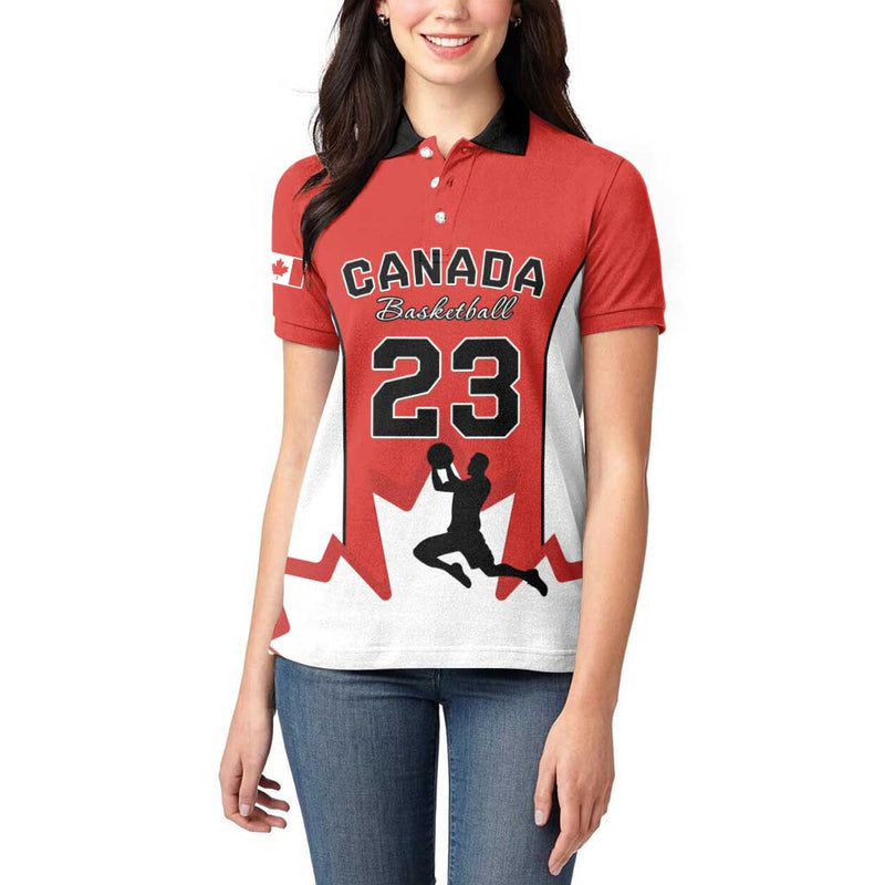 Custom Canada Basketball Go Champions Team Canada Women Polo Shirt