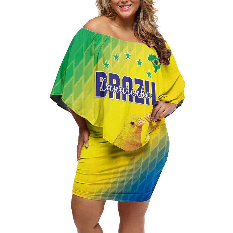 Custom Brazil Football Go Canarinho Go Off Shoulder Short Dress