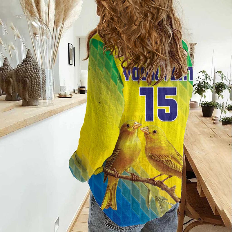 Custom Brazil Football Go Canarinho Go Women Casual Shirt