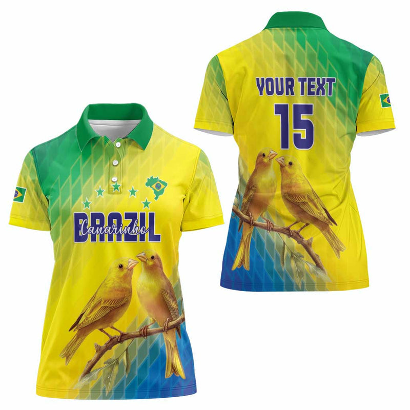Custom Brazil Football Go Canarinho Go Women Polo Shirt