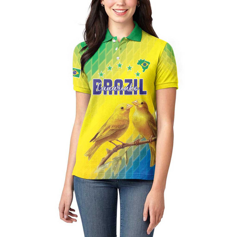 Custom Brazil Football Go Canarinho Go Women Polo Shirt