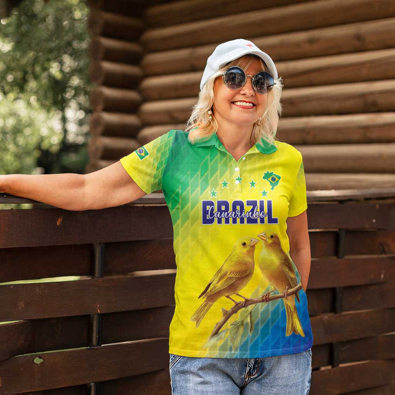 Custom Brazil Football Go Canarinho Go Women Polo Shirt