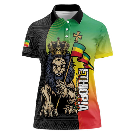 Ethiopia National Day Lion Of Judah African Pattern Women Polo Shirt