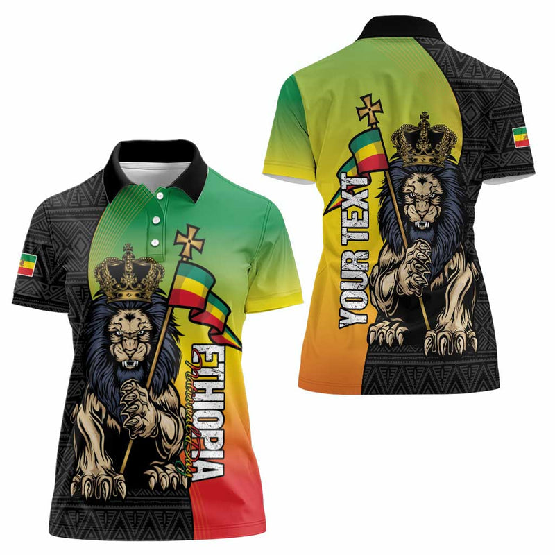 Ethiopia National Day Lion Of Judah African Pattern Women Polo Shirt