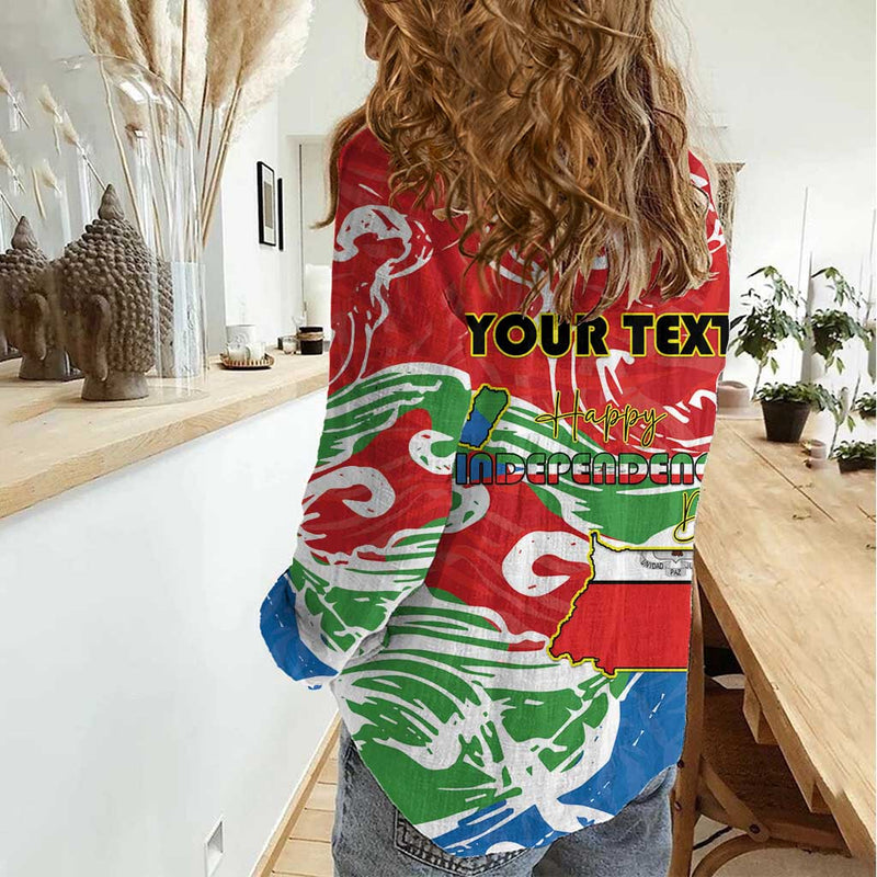 Equatorial Guinea Independence Day Women Casual Shirt Coat Of Arms With Map