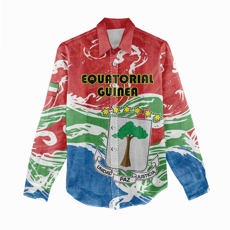 Equatorial Guinea Independence Day Women Casual Shirt Coat Of Arms With Map