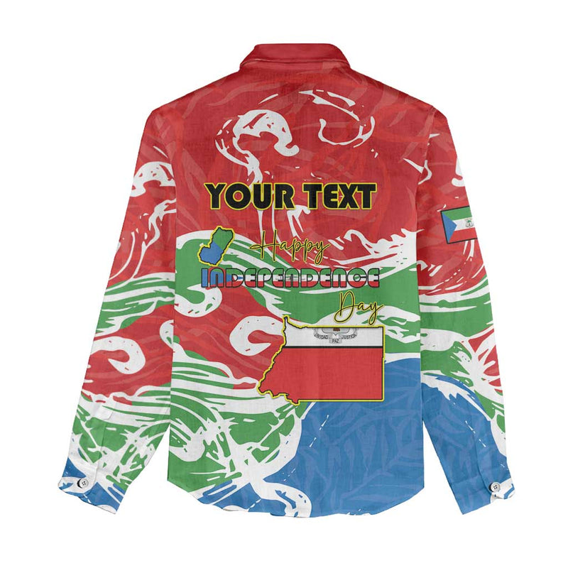 Equatorial Guinea Independence Day Women Casual Shirt Coat Of Arms With Map