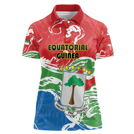 Equatorial Guinea Independence Day Coat Of Arms With Map Women Polo Shirt