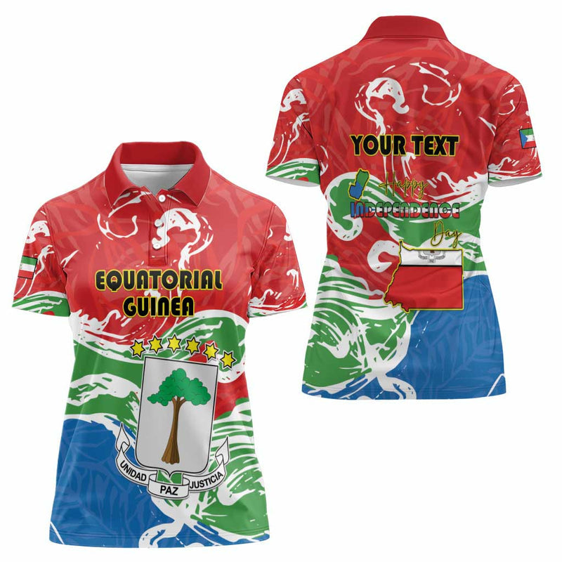 Equatorial Guinea Independence Day Women Polo Shirt Coat Of Arms With Map
