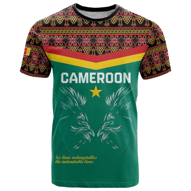 Custom Cameroon Football Go Champions - Toghu Pattern T Shirt