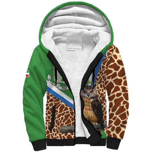 Equatorial Guinea Bubo Poensis Mix Giraffe Pattern Sherpa Hoodie